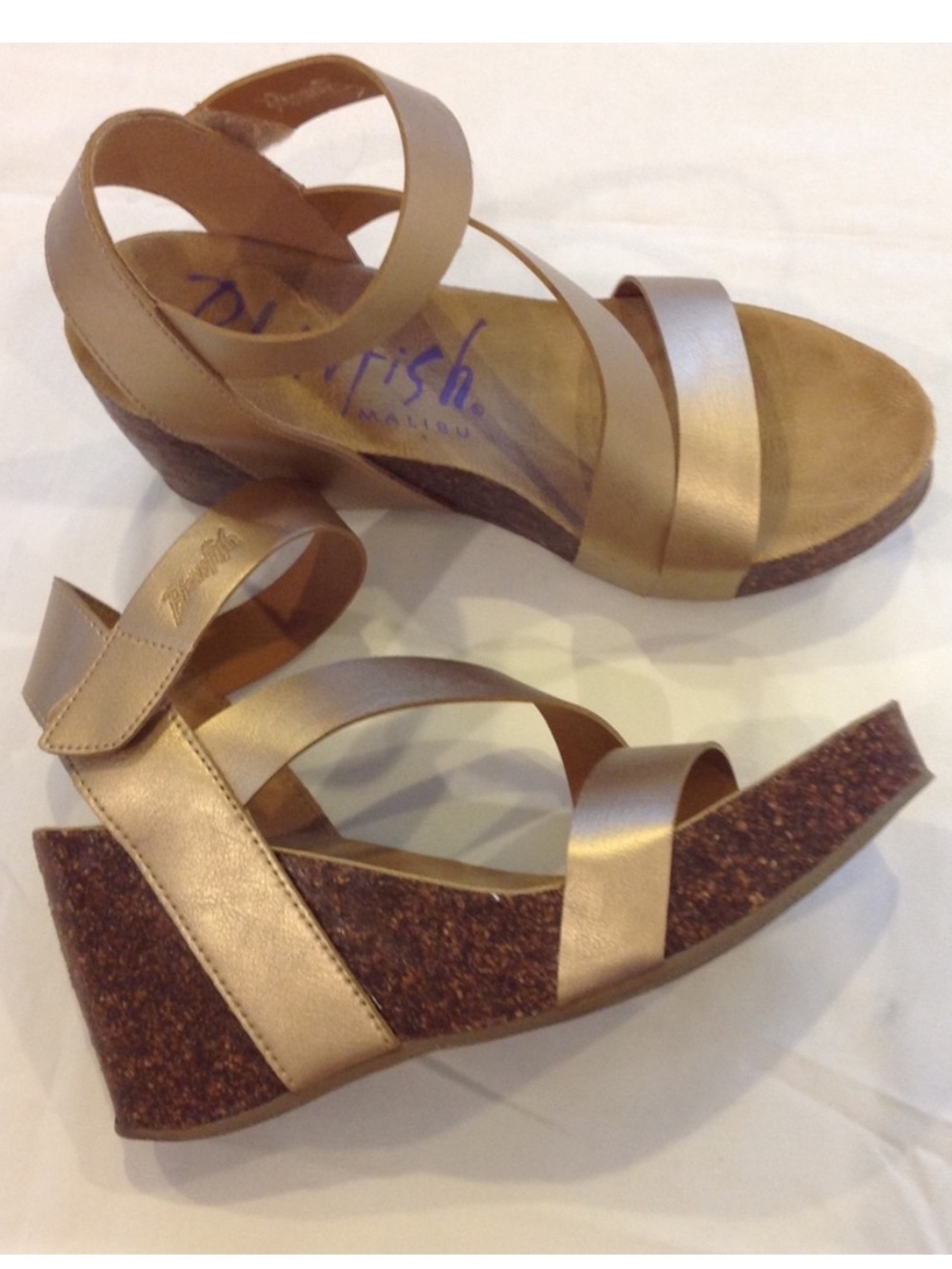 Blowfish Metallic Gold Wedge Sandals